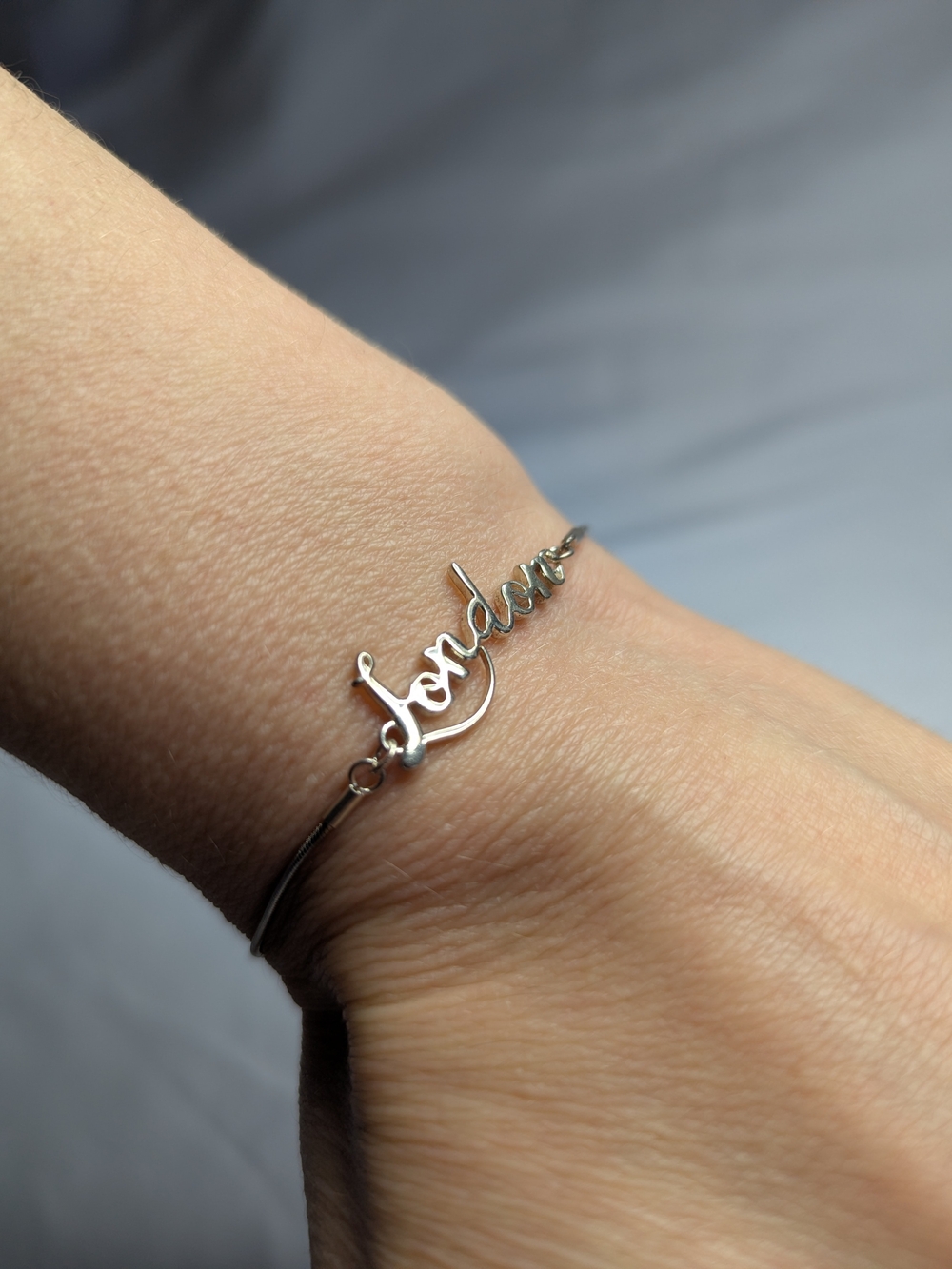 Sterling Silver "London" Script Name Bracelet